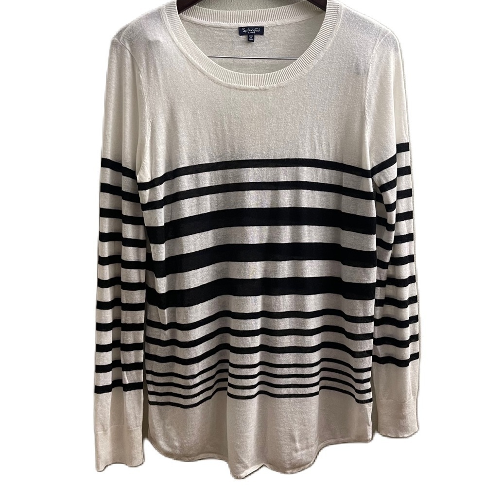 Splendid - white and black stripped top - large
